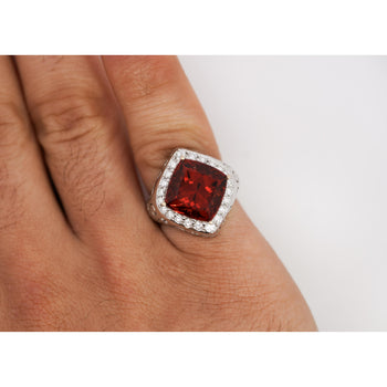 Vintage GIA Certified Orange Spessartine Garnet & Diamond 18K White Gold Ring – Assay Jewelers