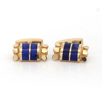 Vintage Lapis Lazuli 14K Gold Nugget Textured Cufflinks – Assay Jewelers