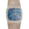 Vintage Longines Opal Mosaic Dial 34mm Diamond Bezel 18K White Gold Watch