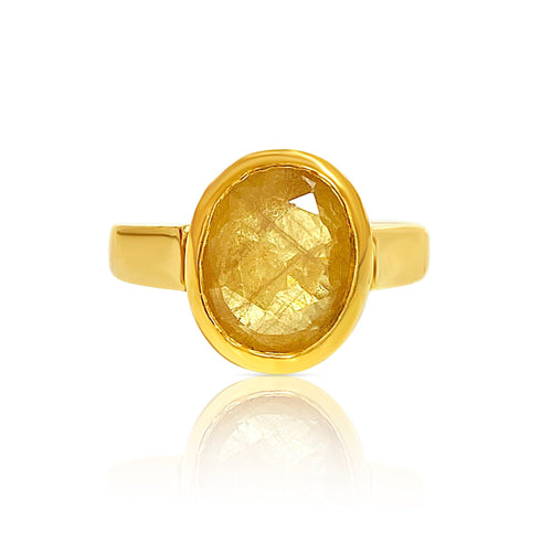 Vintage Natural Yellow Sapphire Engagement Ring in 22k Solid Gold