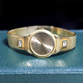 Vintage Piaget 924 24mm 18K Gold Diamond Champagne Dial Watch – Assay Jewelers