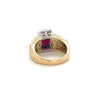 Vintage Radiant Cut 4.50 Carat Red Rubellite Tourmaline and Diamond Ring in Platinum and 18K Gold