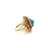 Vintage Raw Turquoise and Diamond Ring and Earring Set in 18k Gold