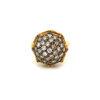 Vintage Retro 22K Carved Yellow Gold and Round Ball Diamond Cluster Ring – Assay Jewelers