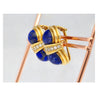 Vintage Retro Cabochon Lapis Lazuli 18K Gold Clip-On Earrings and Ring Set