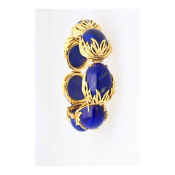 Anciens ère rétro, bracelet 2.50 CTTW en lapis-lazuli bleu, motif floral, en or jaune 18K – Assay Jewelers