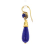 Vintage Retro Lapis Lazuli 18K Gold Drop Earrings