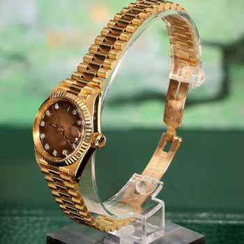 Vintage Rolex 6917 Datejust Presidential 23mm Brown Diamond Dial Gold Watch – Assay Jewelers