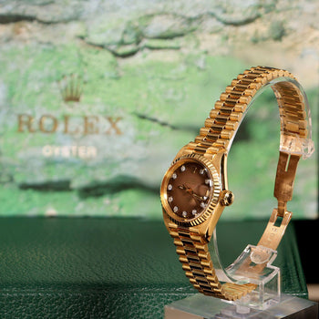 Vintage Rolex 6917 Datejust Presidential 23mm Brown Diamond Dial Gold Watch – Assay Jewelers