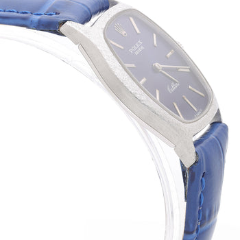 Vintage Rolex Cellini Geneve 23mm 18K White Gold Blue Dial Ladies Manual Watch – Assay Jewelers