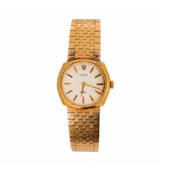 Vintage Rolex Cellini Manual Gold Frosted Integral Bracelet Watch