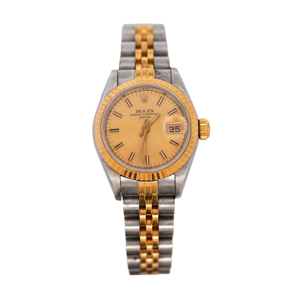 Vintage Rolex Datejust 26mm Two Tone 18K Gold Steel Fluted Bezel Jubilee Watch