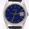 Vintage Rolex Oysterdate Precision 6694 Blue Dial Steel 1977 Leather Strap Watch