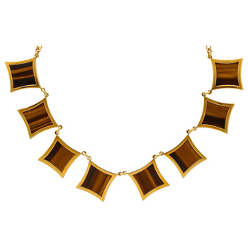 Collier Anciens en quartz œil de tigre et or 18K, signé G. Vascellari – Assay Jewelers