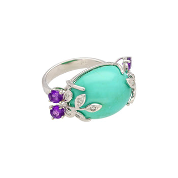 Vintage Turquoise, Amethyst and Diamond Ring, Earring, and Necklace Jewelry Set – Assay Jewelers