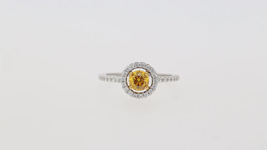 GIA Certified 0.46 Carat Fancy Deep Orange Yellow Diamond Engagement Ring