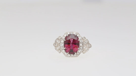 Art Deco GIA Cert. 4.35 Carat No Heat Spinel Vintage Platinum Ring