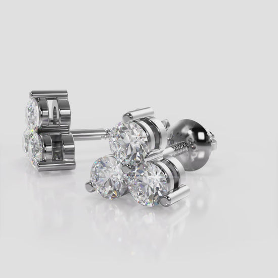 0.20 Carat Round Cut Prong Set Trillium Diamond in 14K White Gold Stud Earrings