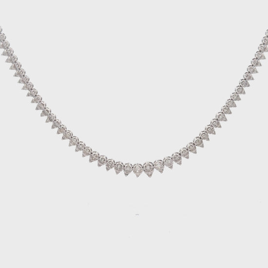 5 Carat Round Cut Diamond Platinum 2-Row Teardrop Tennis Necklace