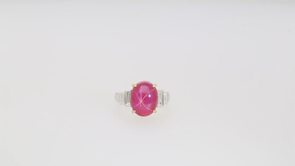 8.76 Carat Burma No Heat Star Ruby and Diamond Platinum Ring