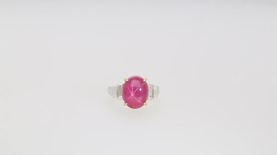 8.76 Carat Burma No Heat Star Ruby and Diamond Platinum Ring